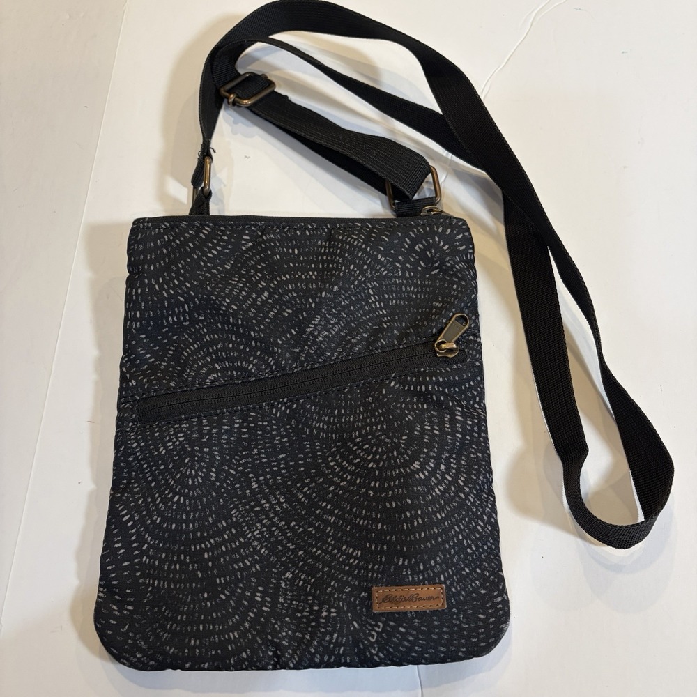 Eddie Bauer Unisex Crossbody Travel Bag Black Gray Zippered